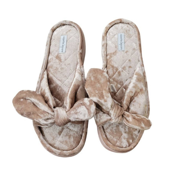 Nanette Lepore Womens Knotted Plush Velvet‎ Indoor House Slide Slippers - Picture 1 of 6